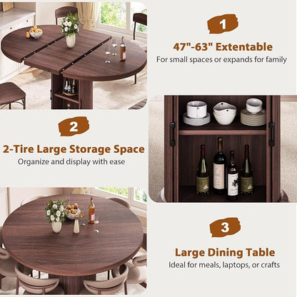 Jocoevol 47″–63″ Extendable Round Dining Table - Image 8