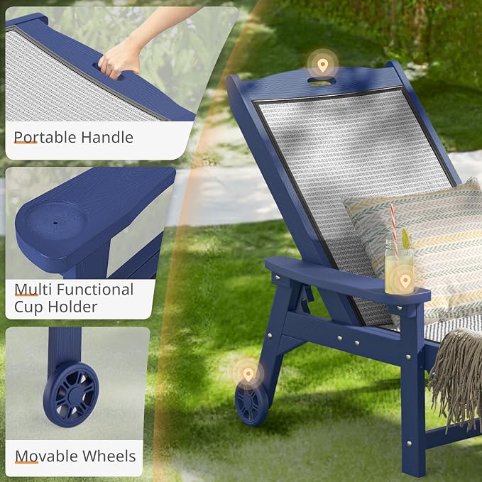 LUE BONA Chaise Lounge Chair Outdoor Set of 2, HDPS and HDPE Wicker Material - Image 5