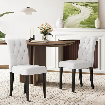 Welzona Upholstered Dining Chairs Set of 2, Modern Button Tufted Parsons Design by WelzonaDirect