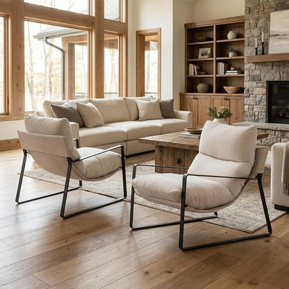 LukeAlon Modern Linen Accent Armchair, Upholstered Soft Living Room Chair - Image 3