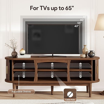 Decofy Mid Century TV Stand for TVs up to 65 Inches, Entertainment Center - Image 3