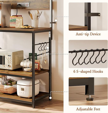 SUPERJARE Bakers Rack with Power Outlets, Microwave Stand, 39.4 X 14.3 Inch - Image 8