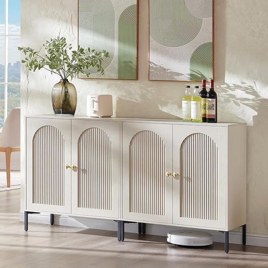 IFBUY Modern Sideboard Buffet Cabinet, 61.75" W Fluted Arched Buffet Cabinet by IFBUYFarmhouseFurniture