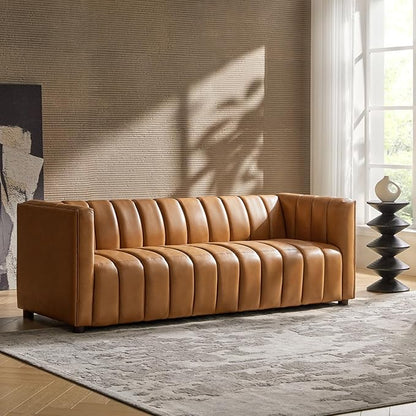 HULALA HOME 83" Genuine Leather Sofa by HULALAHOME