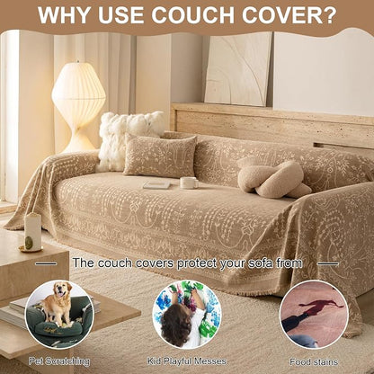VClife Vintage Floral Bohemain Couch Cover, Soft Breathable Chenille Sofa Cover - Image 6
