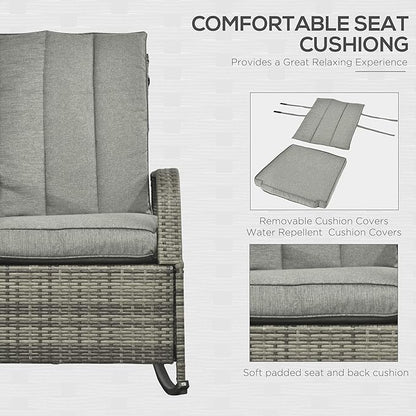 Outsunny Wicker Outdoor Rocking Chair, Patio Recliner - Image 6