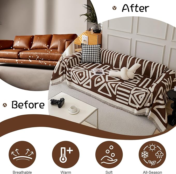 VClife Boho Couch Covers for Sofa, XXL Couch Cover for Oversized Sofa, - Image 4