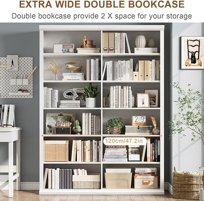 Rresyet 71.8" L *47.2“W Wooden Bookcase and Bookshelf – Extra Large Bookshelf - Image 6