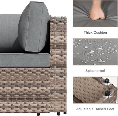 JAMFLY 5-Piece Patio Furniture Set, All-Weather Wicker Outdoor Sectional Sofa - Image 5