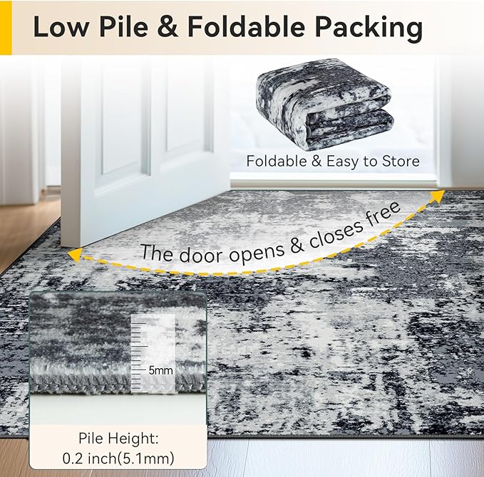 RELEANY Washable Area Rugs 2'x3' Non-Slip Modern Abstract Soft - Image 5