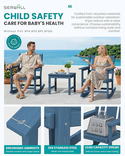 SERWALL Outdoor Rocking Chairs Set of 2 - Image 4