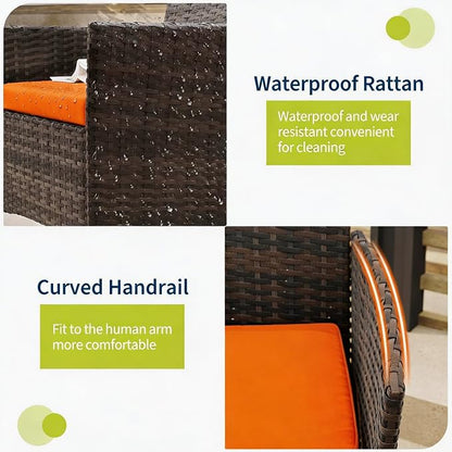3-Piece Outdoor Furniture Set, PE Rattan Wicker Chairs - Image 3
