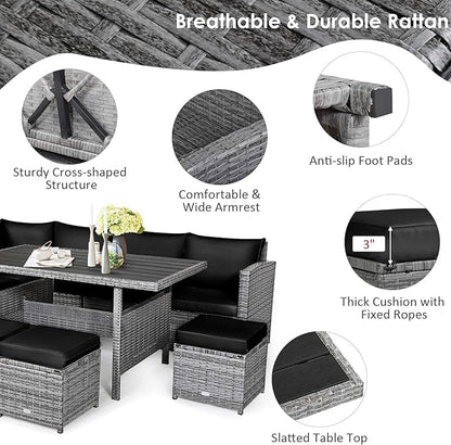 Tangkula 7 Pieces Patio Furniture Set, Outdoor Sectional Rattan Sofa Set - Image 6