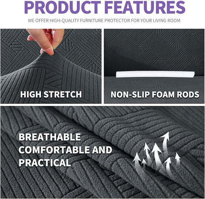 ZNSAYOTX Oversized Super Stretch Couch Cover, New Striped Sofa Covers - Image 4