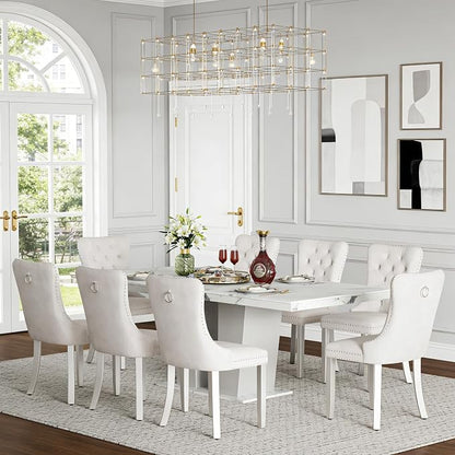 Henf 9 Pieces Faux Marble Dining Table Set by Henf
