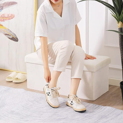 Storage Ottoman Bench Foldable Seat Footrest Shoe Bench End of Bed Storage - Image 4