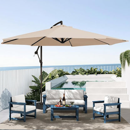 SERWALL 4 Pieces HDPE Outdoor Sofa Set - Image 7