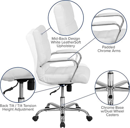 Flash Furniture Whitney Mid-Back Swivel LeatherSoft Desk Chair - Image 4