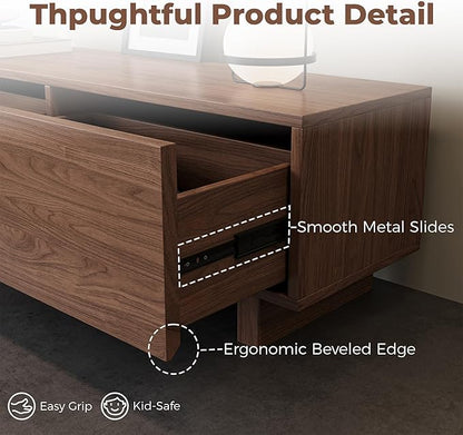 Extendable TV Stand for 65-100 Inches TVs – Walnut Entertainment Console - Image 7