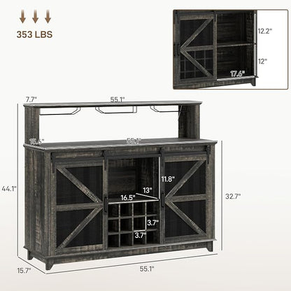 HOMCOM Farmhouse Coffee Bar Cabinet - Image 2