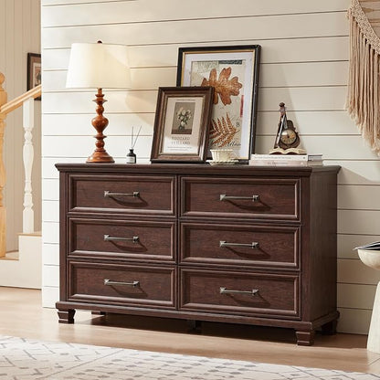 SAVOR LIFE Farmhouse Espresso 6 Drawer Dresser - Image 8