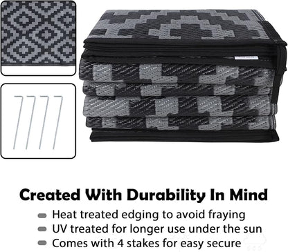 SAND MINE Waterproof Outdoor Rug 8x10 ft, Plastic Reversible Rug, Modern Area - Image 4