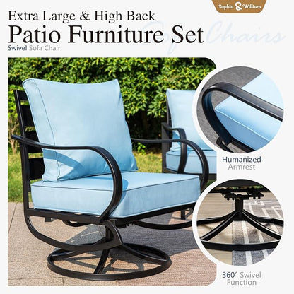 Sophia & William 2 Pieces Patio Furniture Sets Metal Sofa Chairs Patio Cushion - Image 5