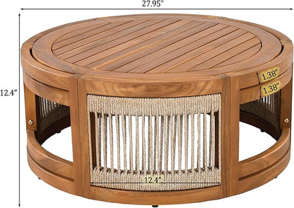 Christopher Knight Home Nesbit 4 Pieces Conversation Set, Acacia Wood Chat Set - Image 10