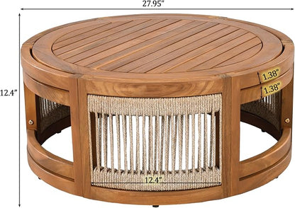 Christopher Knight Home Nesbit 4 Pieces Conversation Set, Acacia Wood Chat Set - Image 7