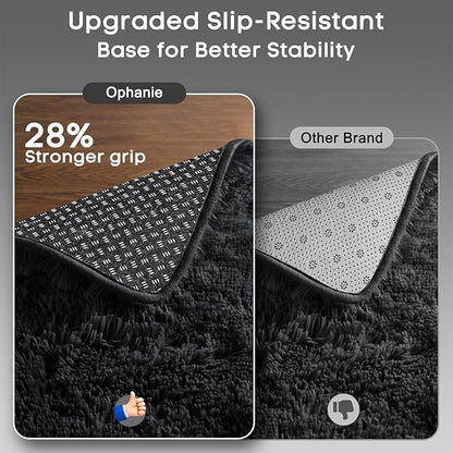 Ophanie 8x10 Black Area Rugs for Living Room, Large Shag Bedroom Carpet - Image 4