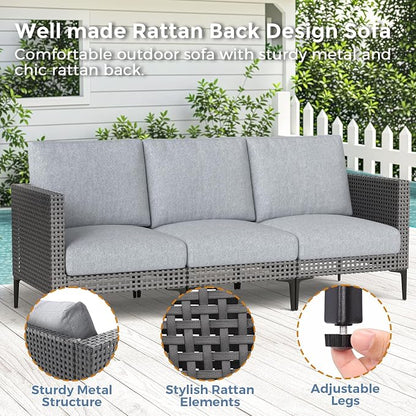 Jocoevol 5 Pieces Outdoor Patio Conversation Set – Rattan L-Shaped Corner Sofa - Image 5