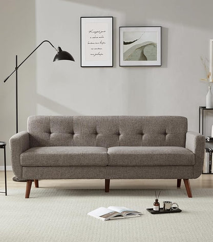Tbfit 77.2" W Linen Sofa Couch, Mid Century Modern Decor Loveseat Couches - Image 6