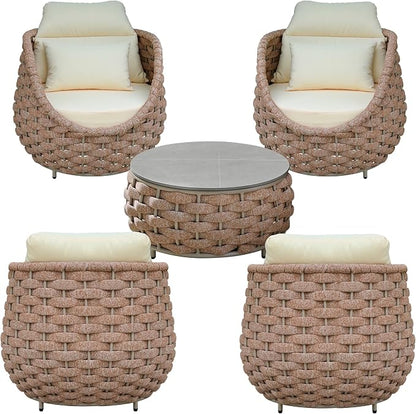 TWT Aluminum Outdoor Patio Furniture Set, 4 Textilene Armchairs Modern Outdoor - Image 4