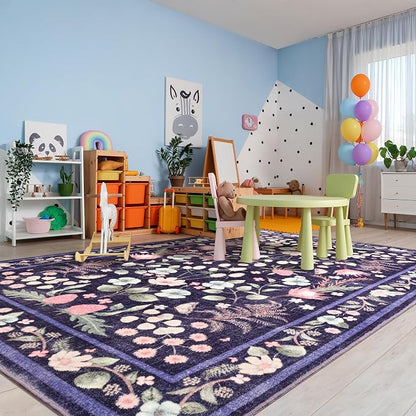 Purple Area Rugs for Living Room, Non-Slip 4x6 Vintage Rug for Bedroom - Image 7