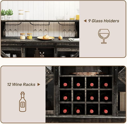 HOMCOM Farmhouse Coffee Bar Cabinet - Image 6