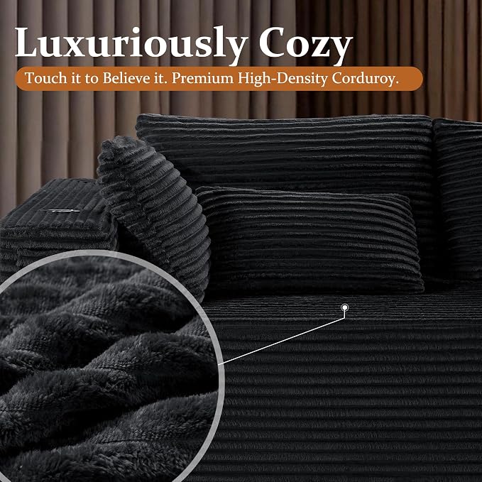 138" Cloud Sectional Couch, Comfort U Shaped Boneless Couch - Image 8