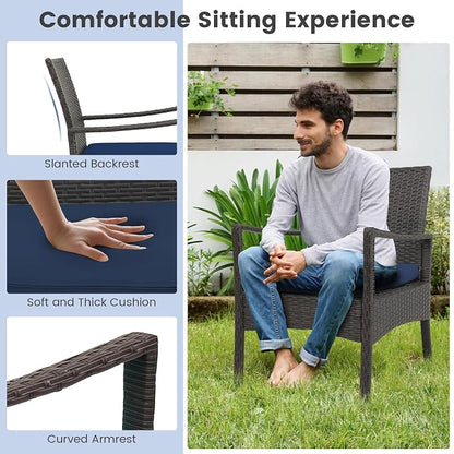 Tangkula 4 Pieces Outdoor Conversation Set, Patio PE Wicker Sofa - Image 7