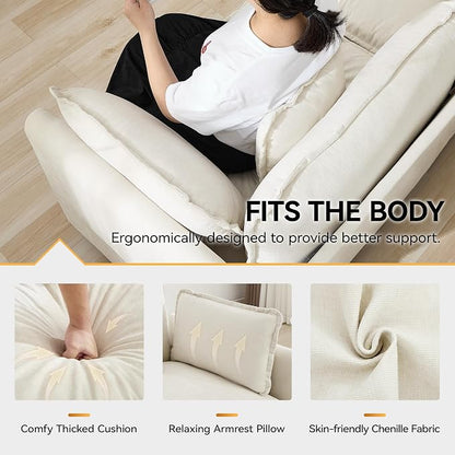 111'' Sectional Cloud Deep Seat Couch, Modern Comfy Chenille Modular Sectional - Image 4