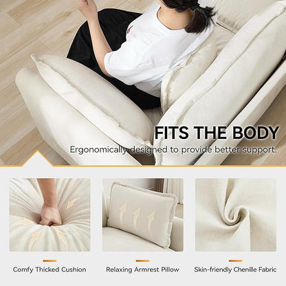 76'' Cloud Deep Seat Loveseat, Upholstered Chenille Modular 2-Seats Sectional - Image 5