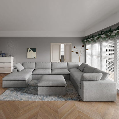 160" Cloud Sectional Couch, Overzised Down Filled Couch, 8 Seater Convertible - Image 5