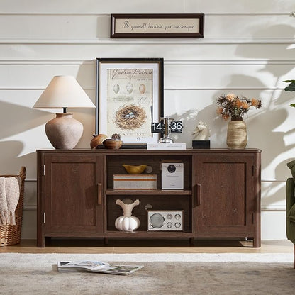 Joaxswe Farmhouse 55" Entertainment Center, Walnut Tv Stand - Image 4