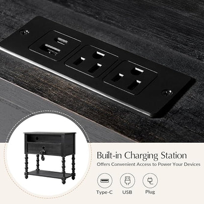 HULALA HOME Farmhouse Storage End Table - Image 3
