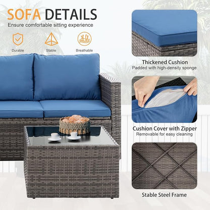 Shintenchi 4 Pieces Patio Furniture Sets, Outdoor Sofa Patio Sectional Sets All - Image 6