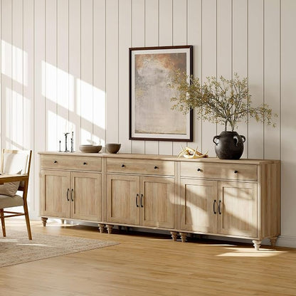 WAMAPT Oak Buffet Cabinet with 6 Doors and 3 Drawers, Large Coffee Bar Table - Image 5