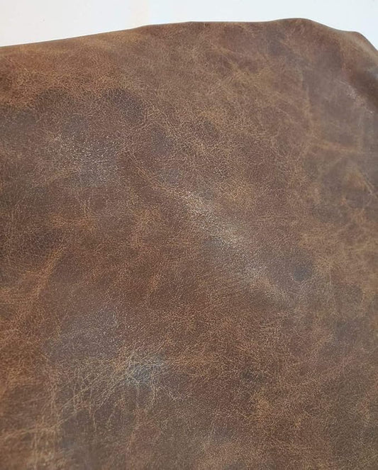 NAT Leathers™ | Brown Distressed 2 Tone Oily Faux Vegan Leather Sheet | 5 Yard by NATLeathers