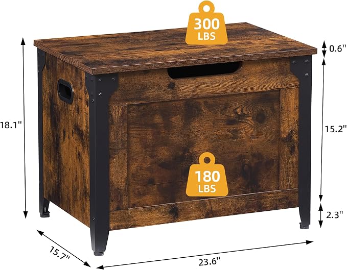 IDEALHOUSE Storage Bench, 23.6" Retro Wooden Storage Chest - Image 3