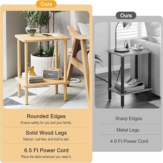 Apicizon 2 Tier End Table Set of 2, Small Side Table - Image 7