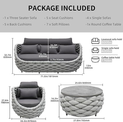 TWT 6-Piece Aluminum Patio Furniture Set, Modern Outdoor Conversation Set - Image 2