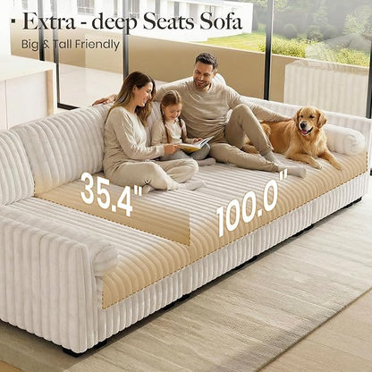 Belffin Plush Corduory Sectional Sleeper Sofa - Image 7