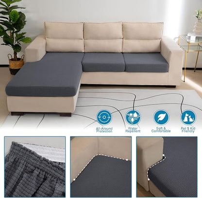 Water Repellent L Shaped Couch Covers 4 Pieces Sofa Seat Cushion Slipcovers - Image 5